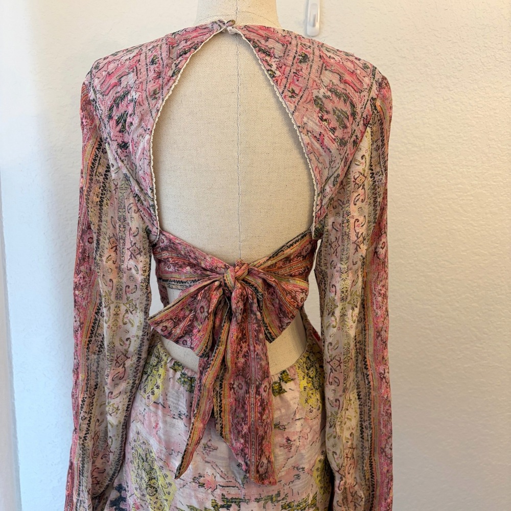 Hemant & Nandita Maya Mini Dress XL Open Back Tiered Ruffle Boho Party Resort - Picture 9 of 16